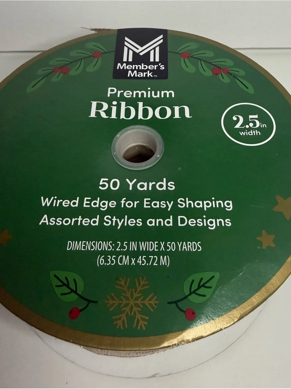 Member's Mark Premium Natural Beige Wired Edge Ribbon - Beige